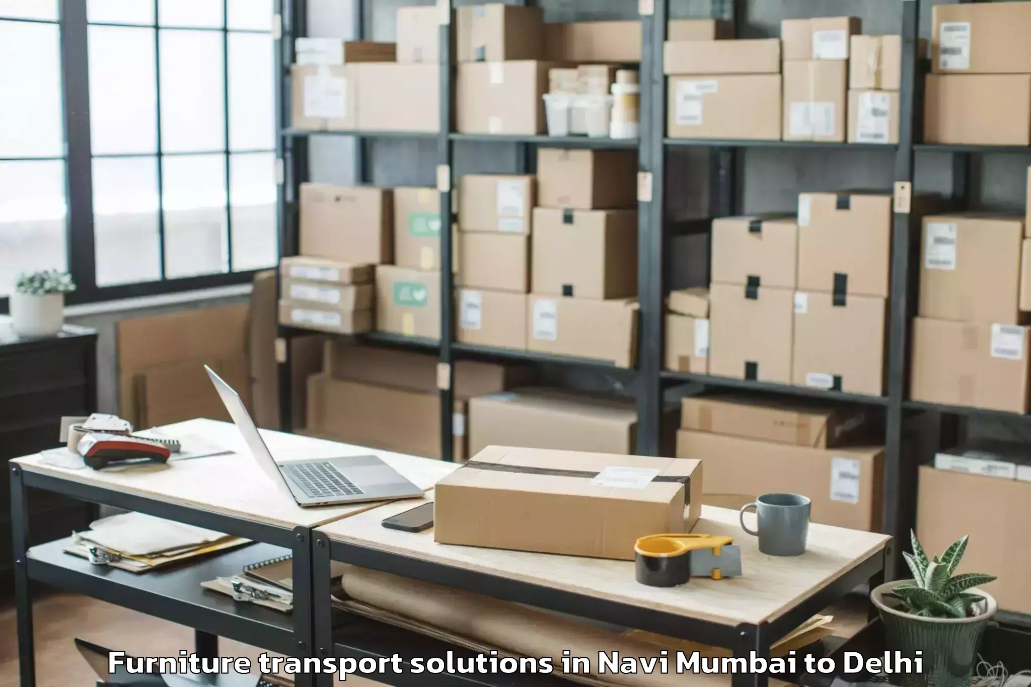 Top Navi Mumbai to Burari Furniture Transport Solutions Available